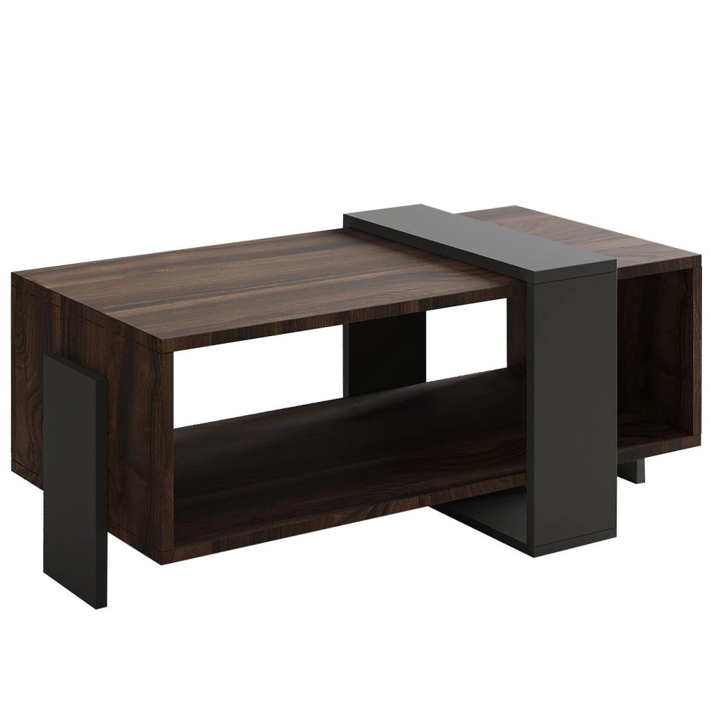 Tavolino in legno "Meleni" - 90 x 49 x 40 cm - Marrone