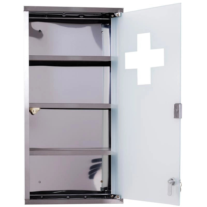 CASSETTA PORTA MEDICINALI CON 4 RIPIANI IN ACCIAIO  30X12X60 CM BIANCA