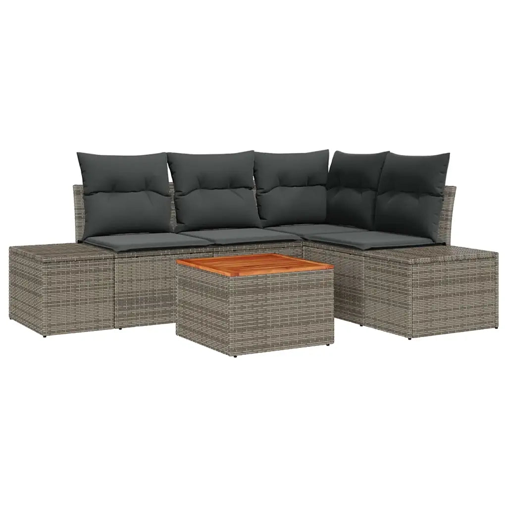 Set Divano da Giardino con cuscino 5 pcs Grigio polyrattan 3347951