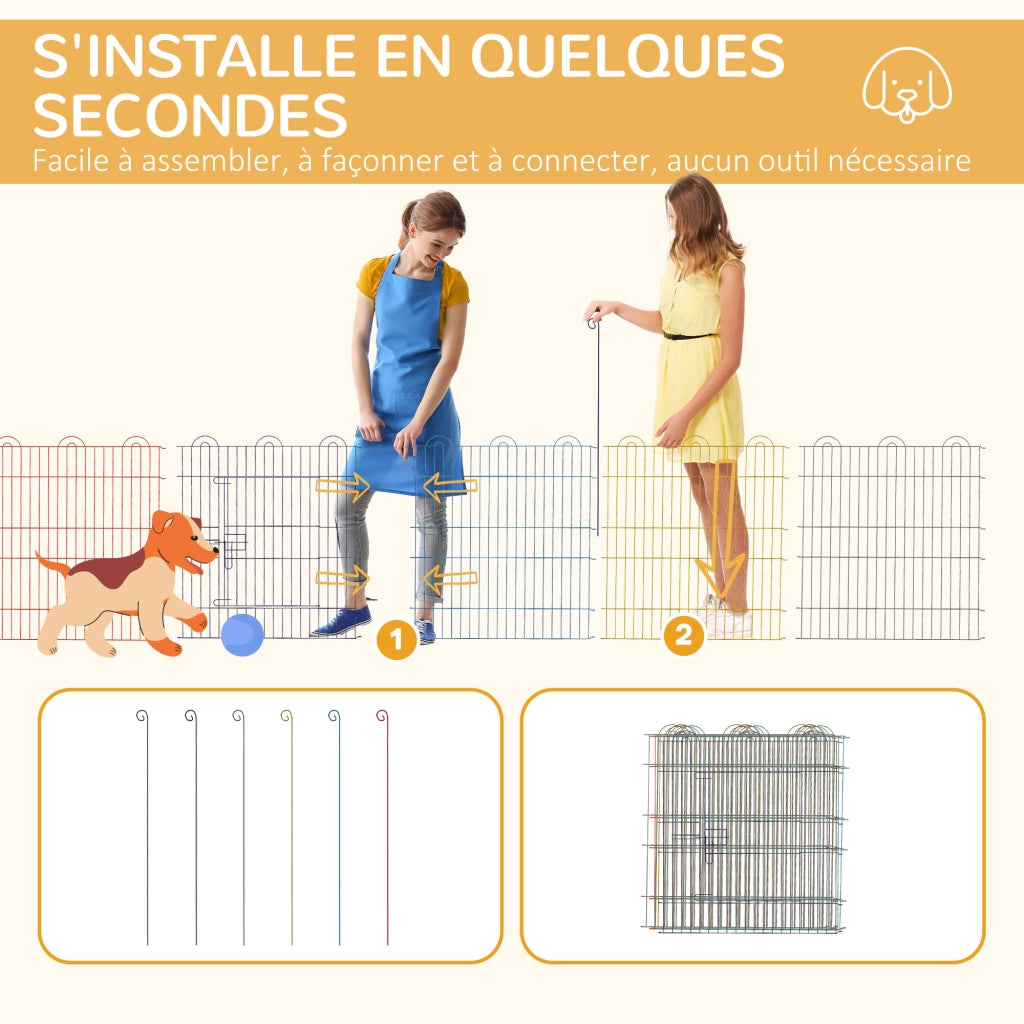 Recinto Pieghevole in Metallo per Animali ¨C zephmum ¨C Grigio 6 Pannelli con Porta