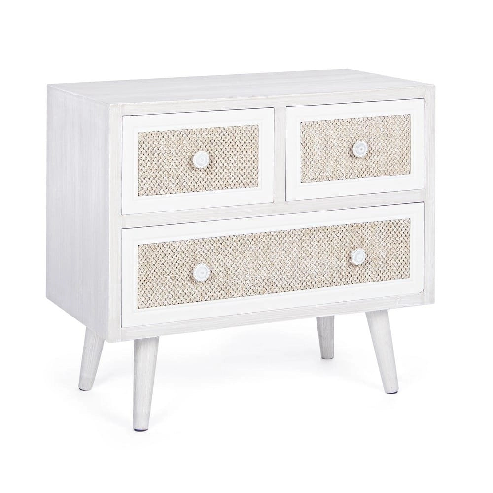 Cassettiera MDF Impiallacciato Bianco Rustico da Interno - EVERETT