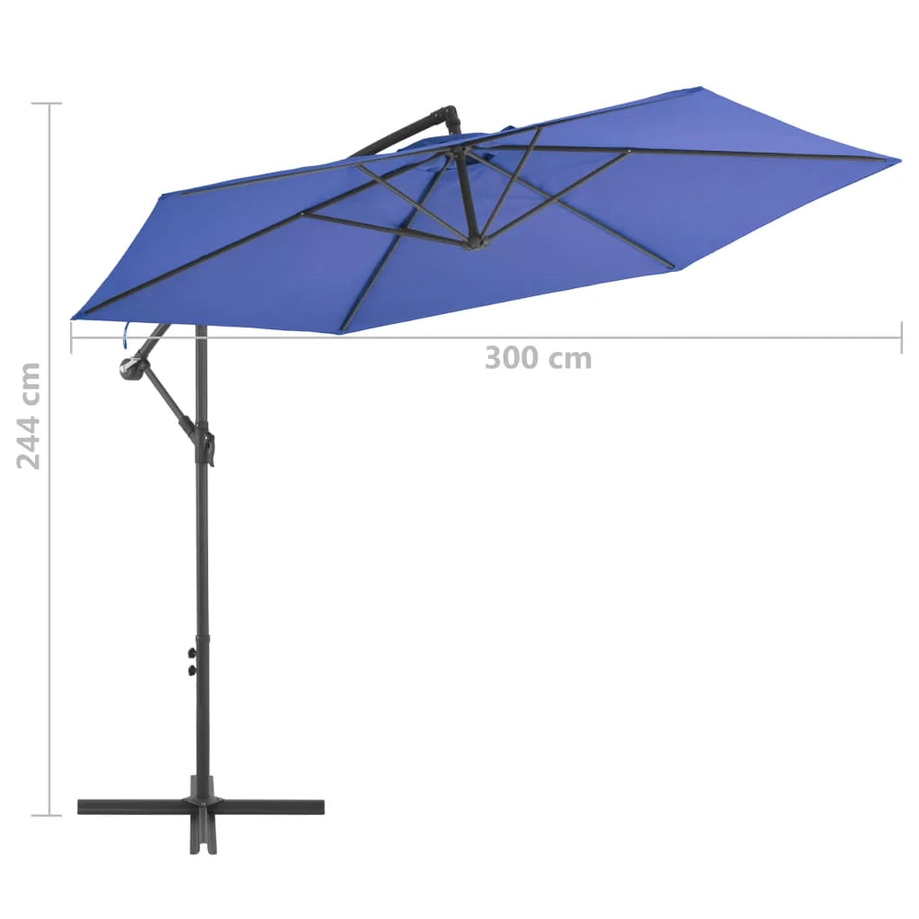 Ombrellone a braccio con palo in alluminio blu da 300 cm 02_0008479