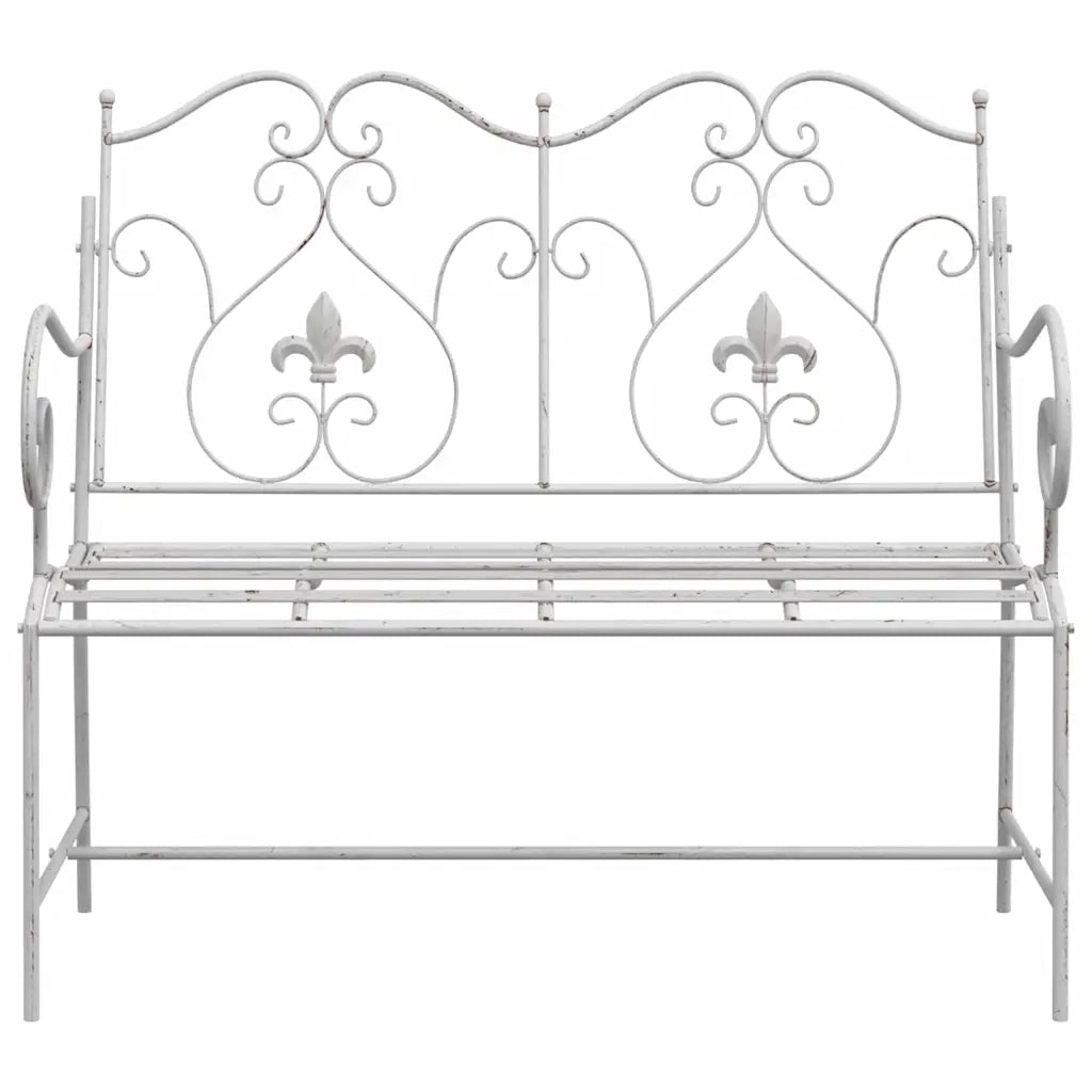 Panchina da giardino Bianco Antico 104 x 54 x 93 cm Acciaio 42008112