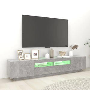 Mobile Porta TV con Luci LED Grigio Cemento 200x35x40 cm