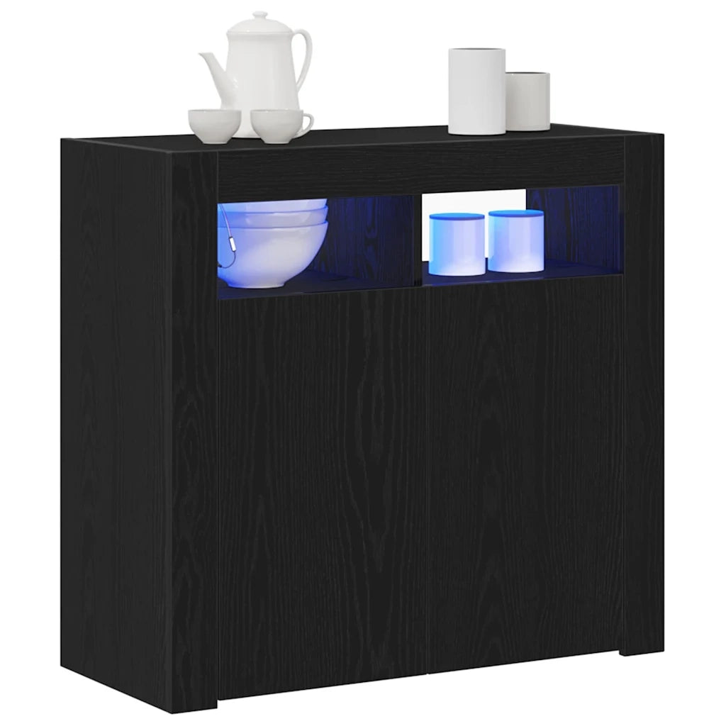 Credenza Rovere Nero 80 x 35 x 75 cm Legno multistrato 862568