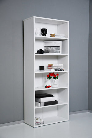 Libreria 6 Ripiani 72,3x34,1x177,1 cm in Truciolare Nobilitato Bianca