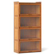 Libreria a 4 ripiani 69 x 34 x 140 cm ampio spazio di archiviazione ante a ribalta design rustico in bambù marrone 20_0018754