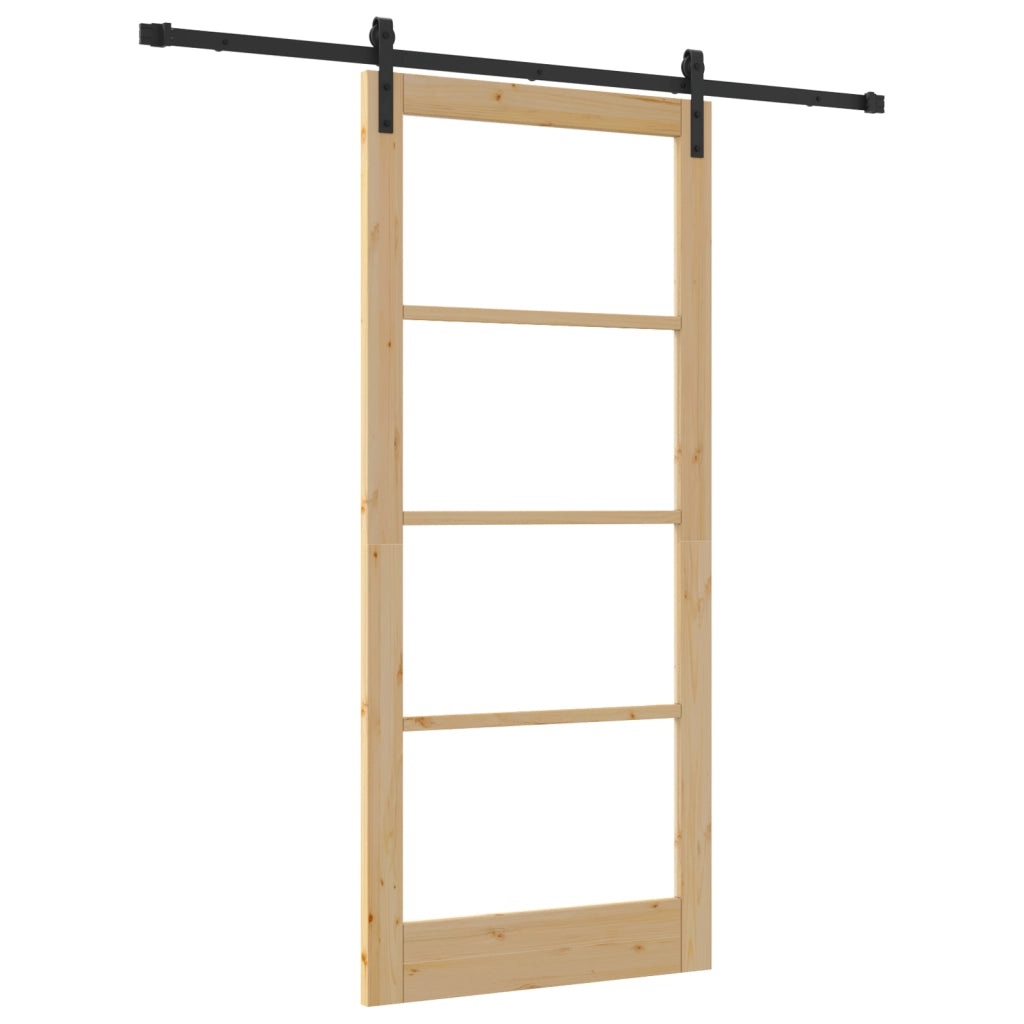 Porta Scorrevole con Set di Accessori 'ORKDAL'Legno Massello & Vetro