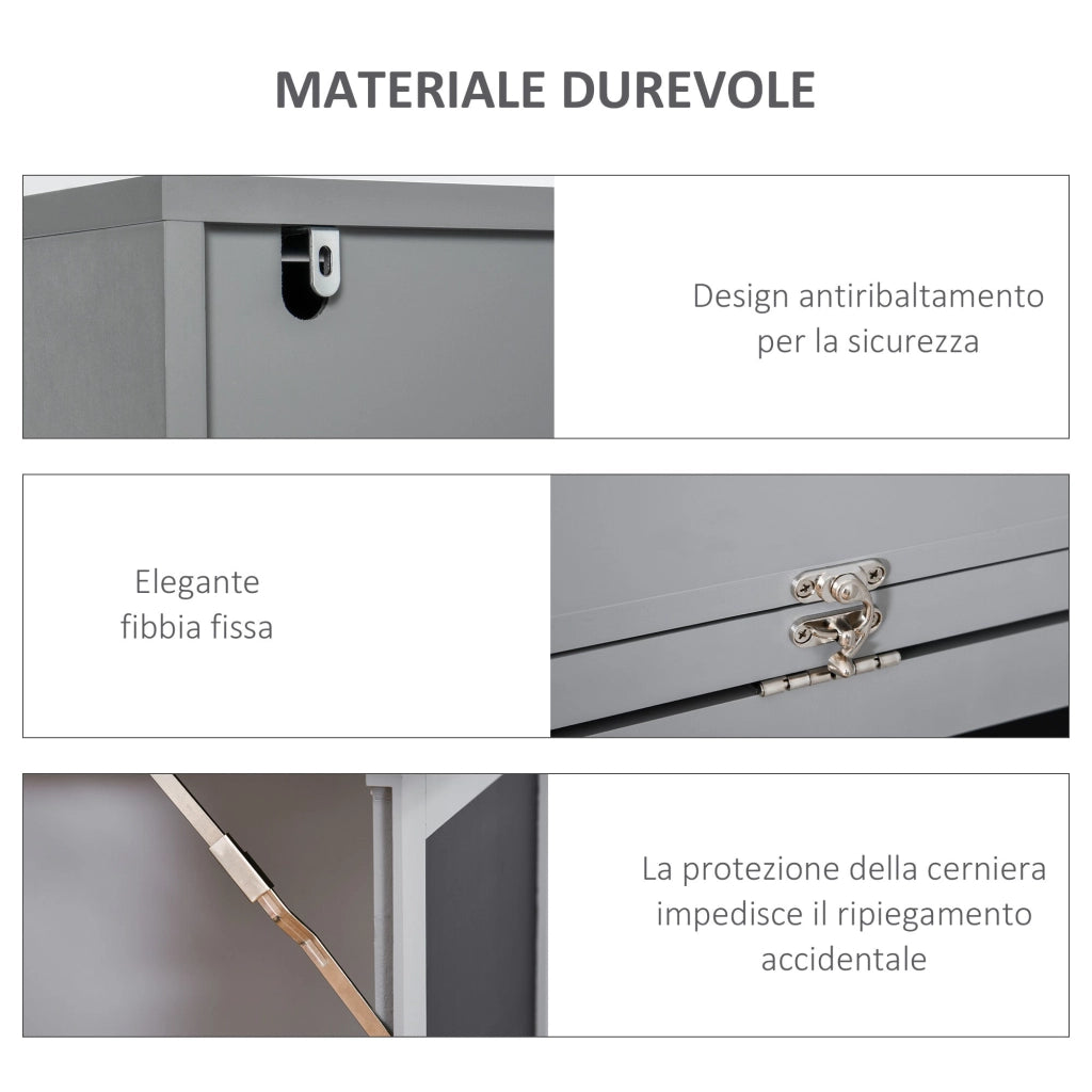 Libreria con Scrivania a Scomparsa Salvaspazio 98x51x153 cm in MDF Grigio