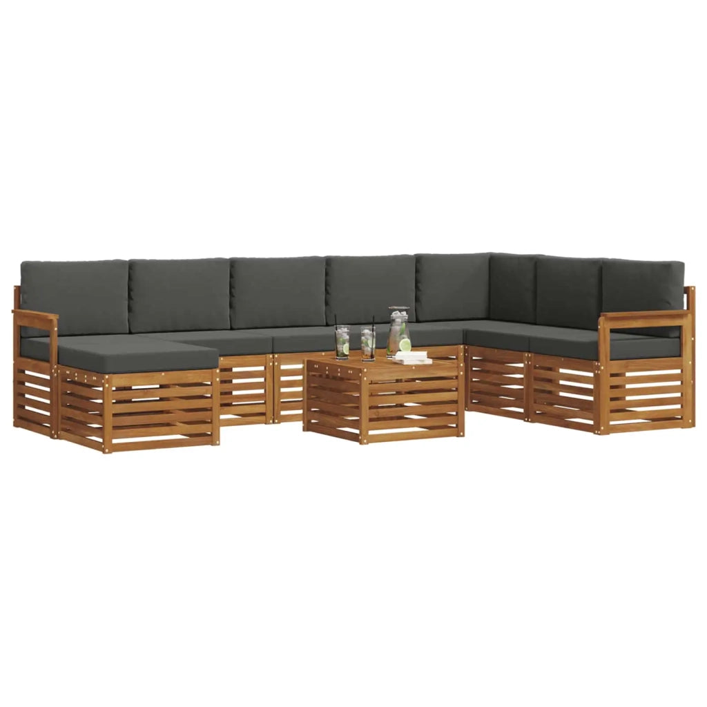 Set divano sezionale con cuscino 9 pcs Naturale e Antracite 3375317
