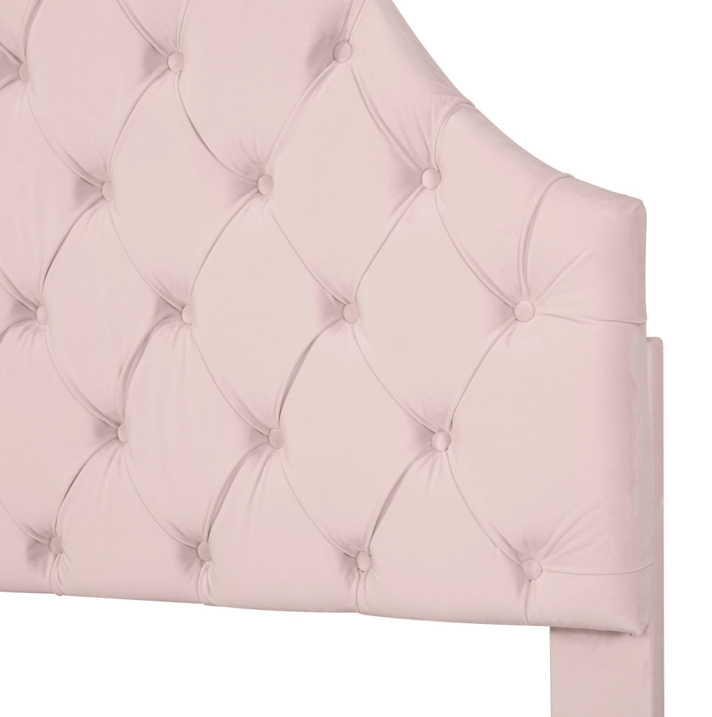 Letto singolo imbottito in velluto rosa 90 x 200 cm