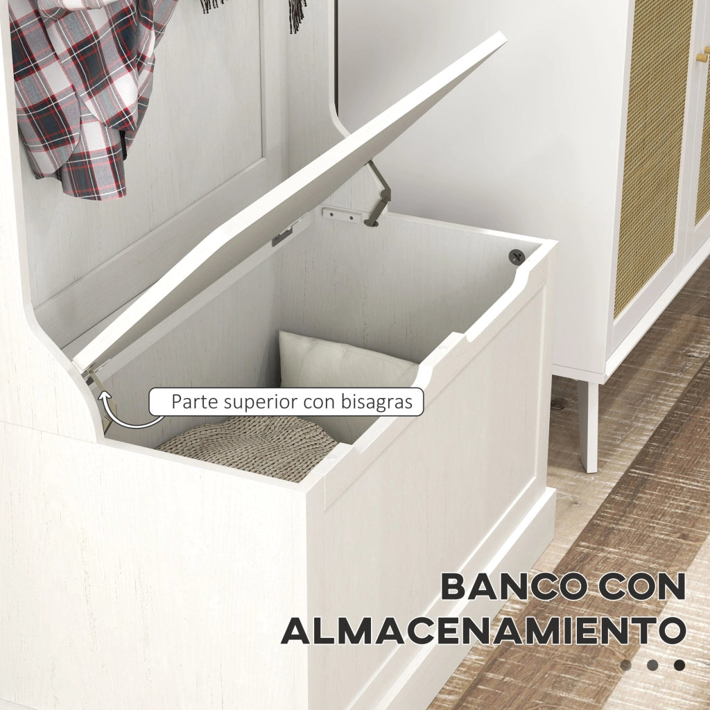 Appendiabiti con Banco e Ganci ¨C Zephmum ¨C Bianco 71.5x39.5x170 cm