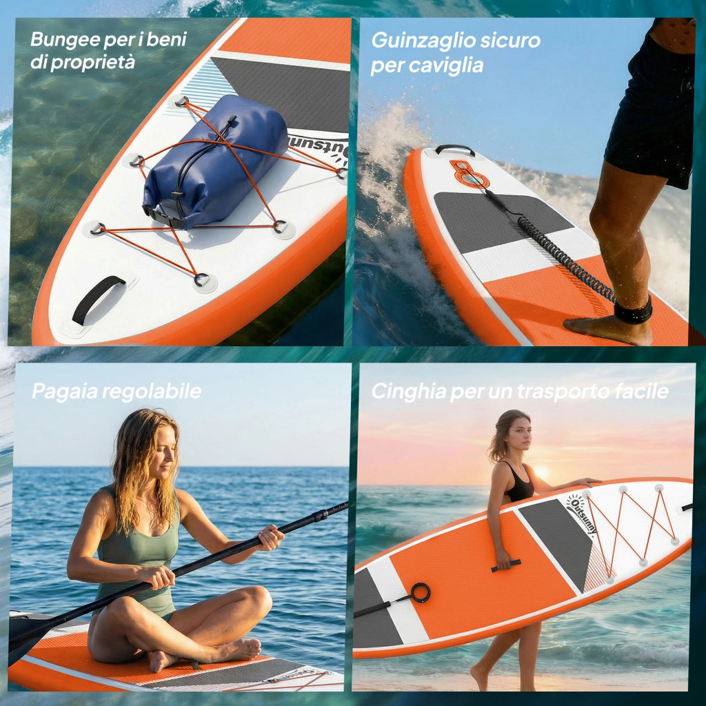 Sup Gonfiabile con Sedile e Pagaia ¨C zephmum ¨C Arancione Plastica EVA 320x82x15 cm