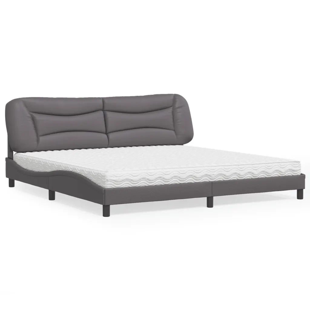 Letto con Materasso Hvar Grigio 200x200 cm in Similpelle 3208748