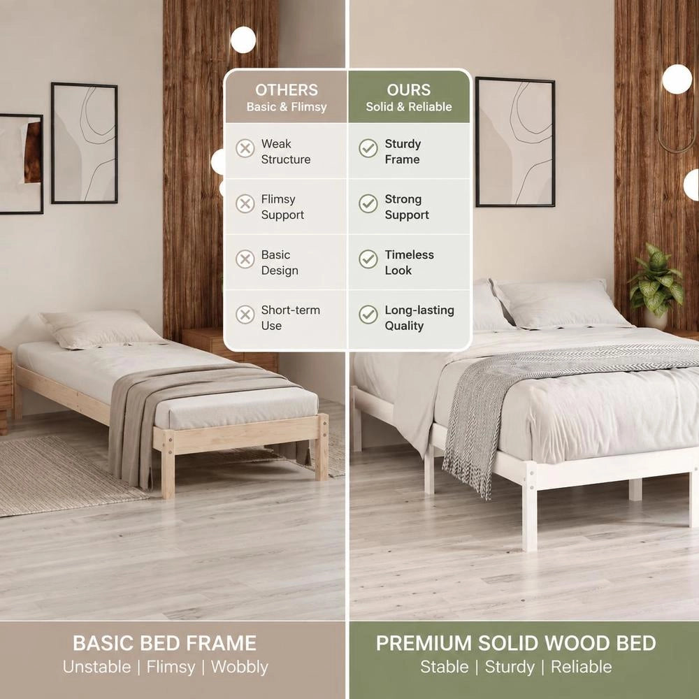 Solid Wood Bed White Pine 140x200 Cm