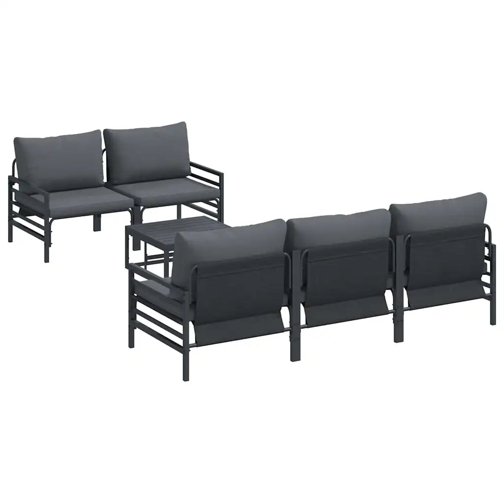 Set Divano da Giardino con cuscino 6 pcs Nero Acciaio 3378955