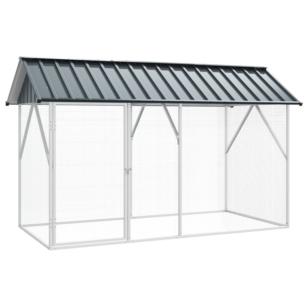 Voliera per Uccelli Antracite 112x227x141 cm Acciaio