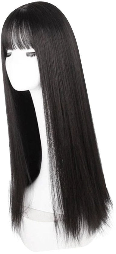 Pruica di alta temperatura - Lunghezza Pruica - Pruica nera - Capelli sintetici - Fermo capelli regolabile - Pruica di moda - Stucco capelli