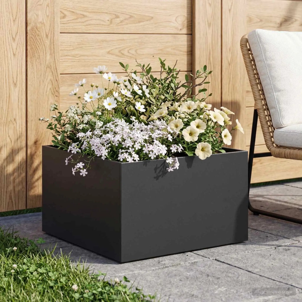 Vaso da giardino Nero 40 x 40 x 30 cm Acciaio laminato a freddo 8005036
