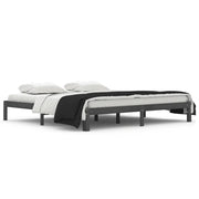 Letto matrimoniale | Letto per adulti | Giroletto Grigio in Legno Massello di Pino 200x200 cm