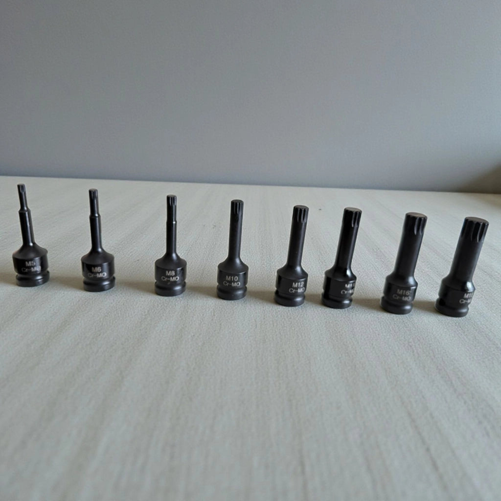 Set Chiavi a Bussola XZN 1/2" M5–M18 (8pz) per Viti Spline Chiavi Impulsi 07833