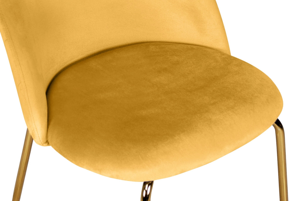 Sgabello cucina imbottito, sgabello alto in velluto giallo senape piede dorato – Nicole - SG32NIG