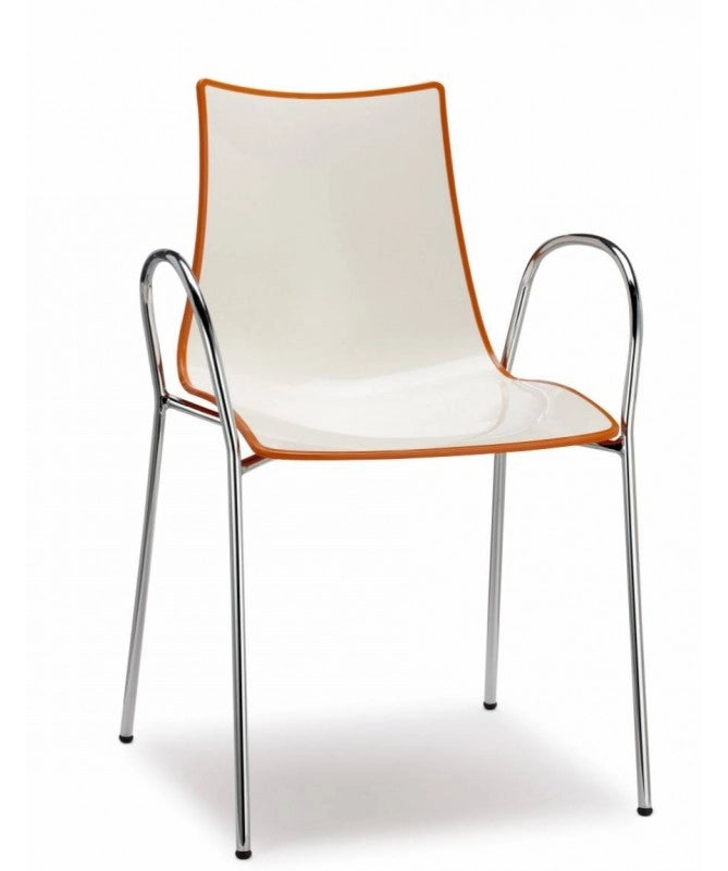 SET 2 SEDIE ZEBRA BICOLORE CON BRACCIOLI IN POLIMERO e STRUTTURA ACCIAIO MADE IN ITALY COLORATE