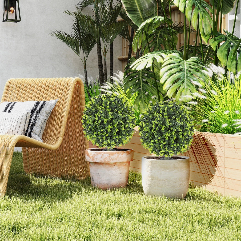 Set 2 Piante Finte Sfere Bosso Artificiali con Puntale ¨C zephmum ¨C Verde per Interni ed Esterno