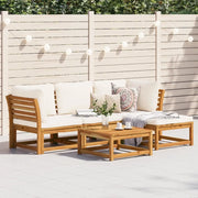 Set Salotto da Giardino 5 pz con Cuscini Legno Massello Acacia