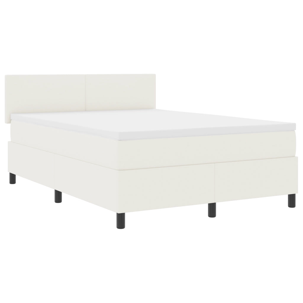 Letto Box Spring con Materasso Panna 140x200 cm Tessuto Corduroy