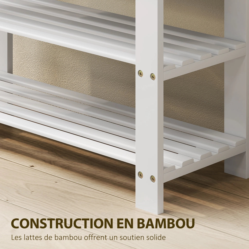 Scarpiera in Bamb¨´ a 3 Ripiani Scandinavo ¨C Zephmum ¨C Bianco 70x28x45 cm