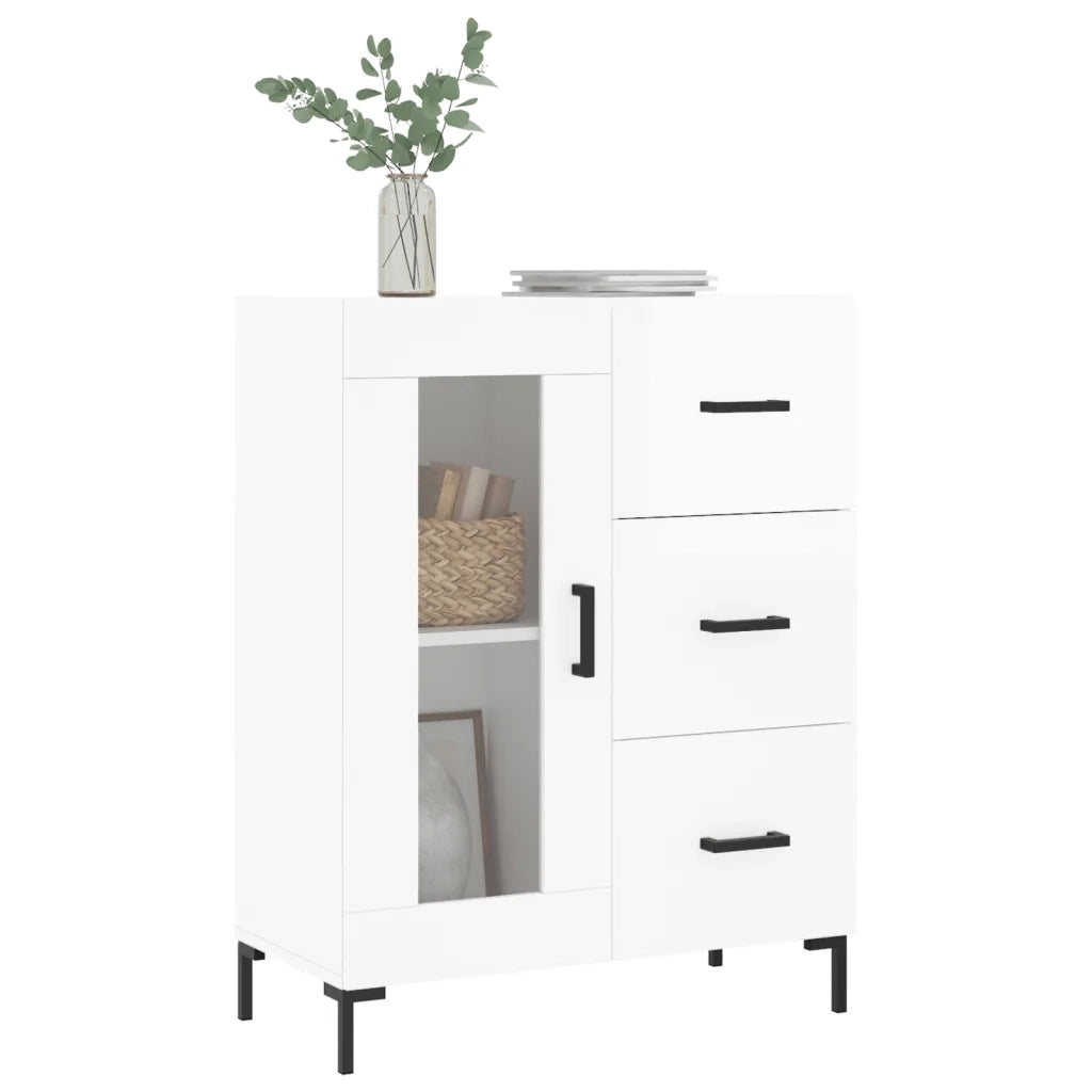 Credenza | Madia | Buffet da pranzo | Armadio da pranzo 69,5x34x90 cm in Legno Multistrato Bianco Lucido