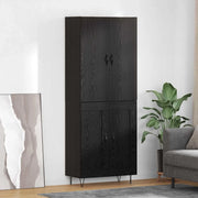 Credenza 2 pcs Rovere Nero Legno ingegnerizzato e vetro 3416112