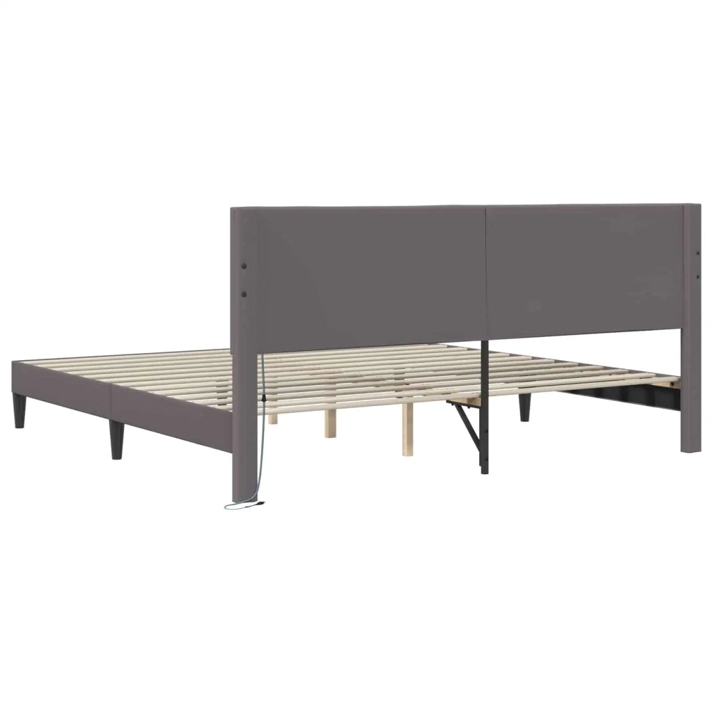 Struttura del letto con testiera Grigio 200 x 200 cm Similpelle 42028033