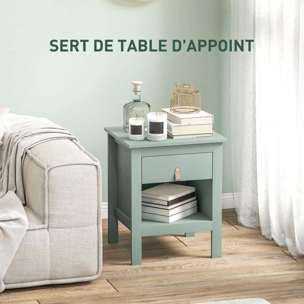 Comodino con cassetto e ripiano aperto ¨C zephmum ¨C Verde 45x40x55 cm