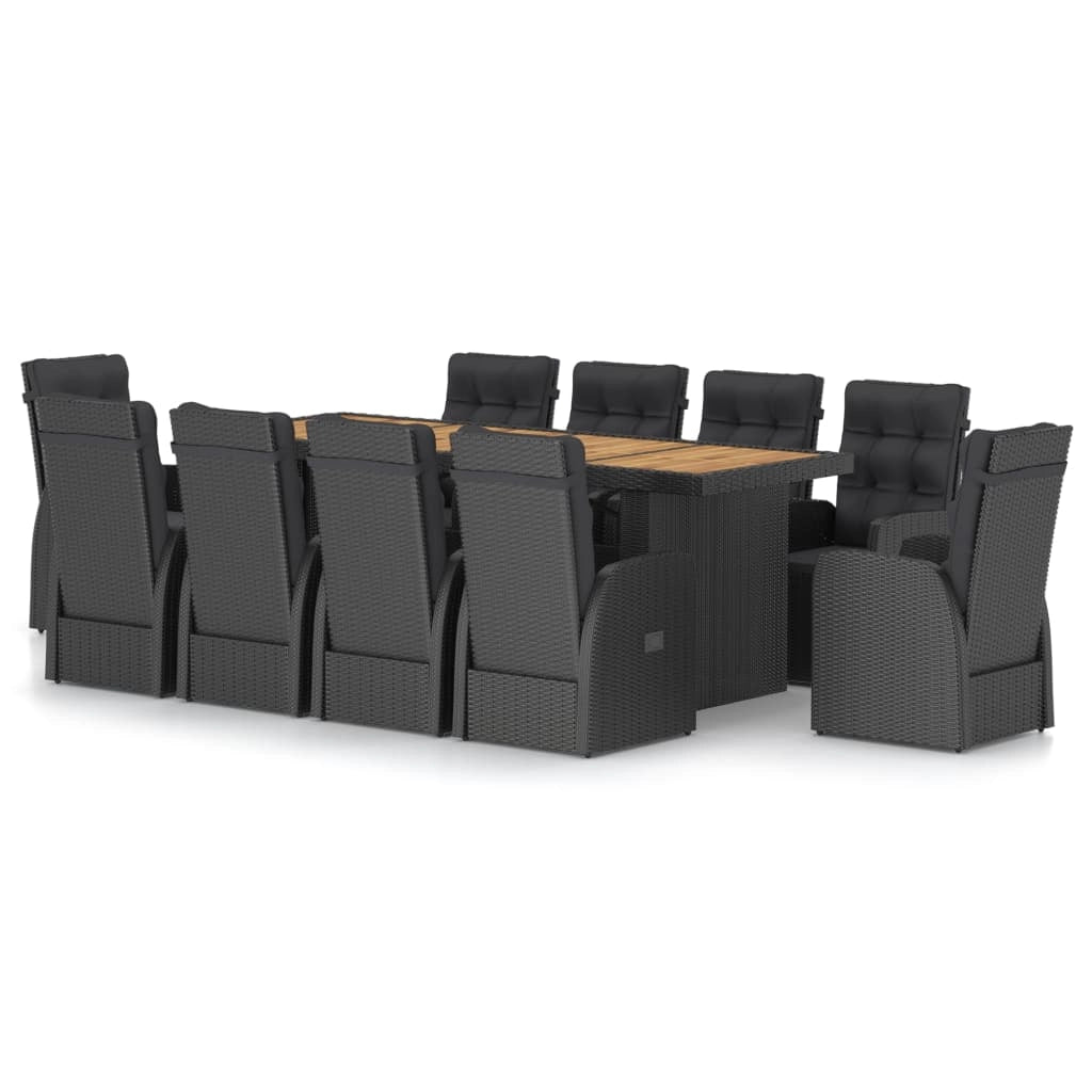 Set da pranzo per mobili da giardino Mobili da esterno 11 pezzi con cuscini in resina intrecciata 02_0014217