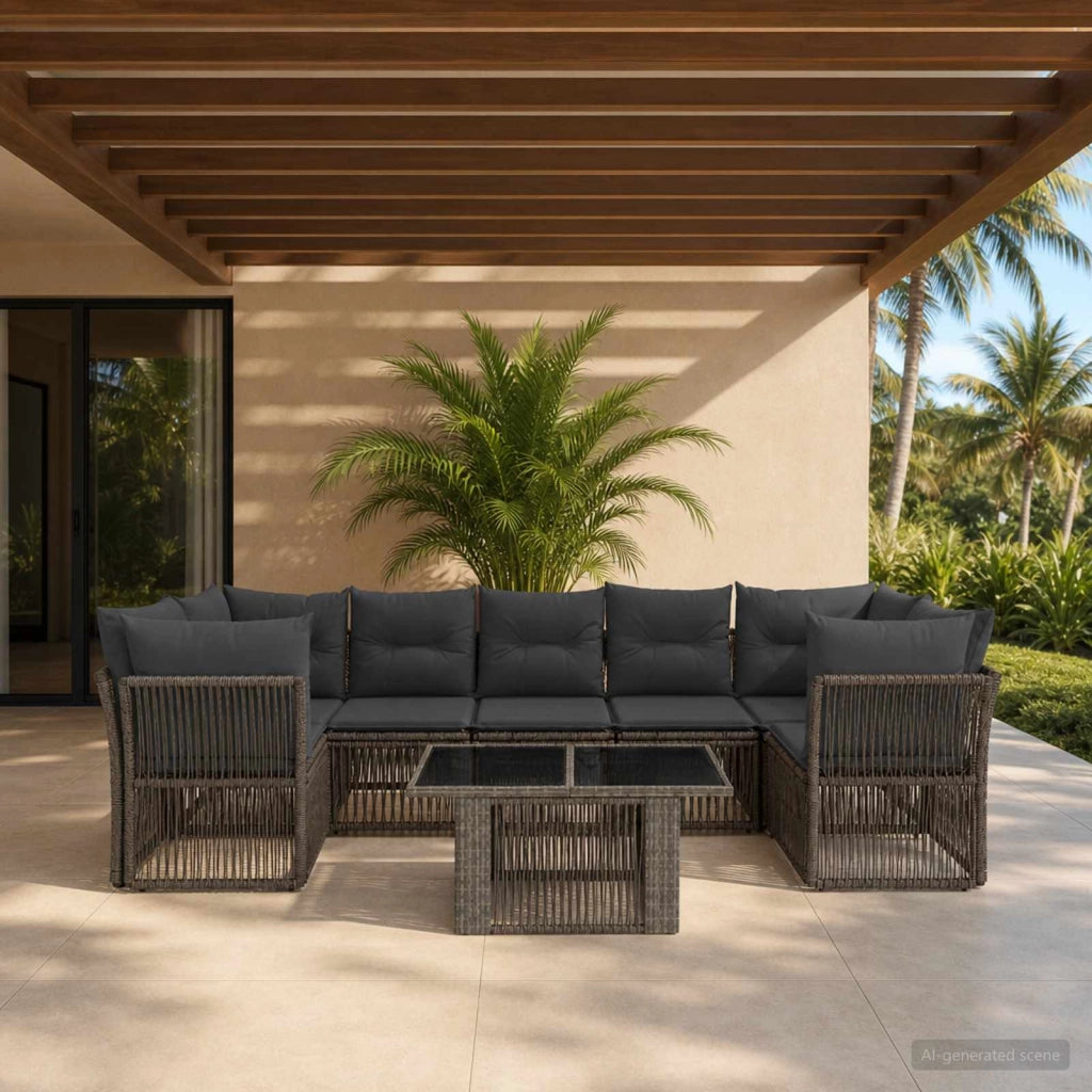 Set Divano da Giardino 8 pz Grigio polyrattan 3436427