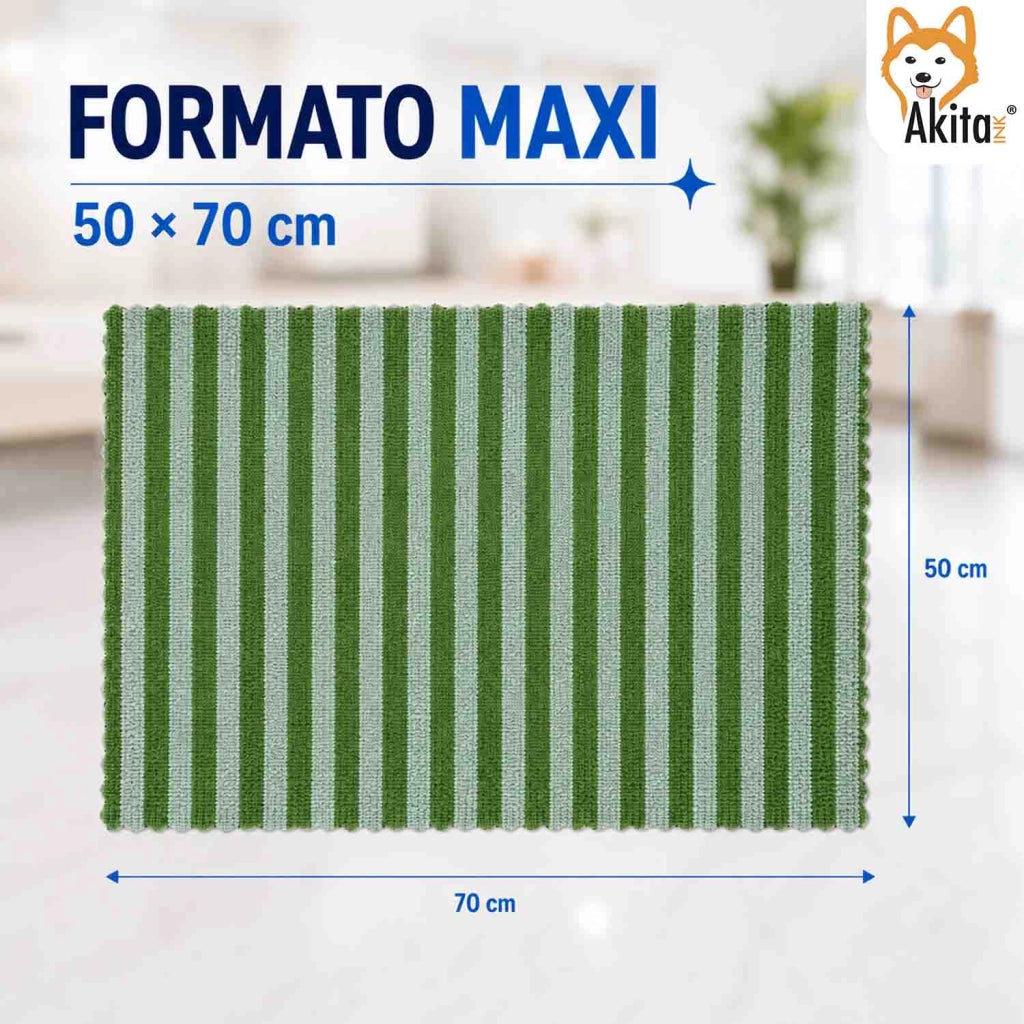 Akitaink 3 Panni Pavimenti Microfibra Dual Strip 50x70 cm