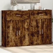 Credenze 2 pz Rovere Fumo 60x30x84 cm in Legno Multistrato