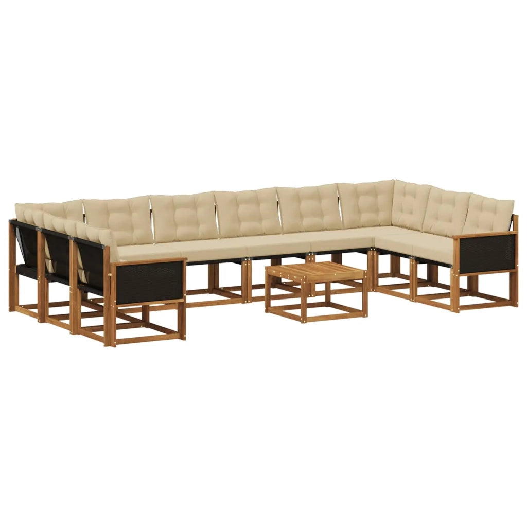Set di divani da esterno 11 pz Naturale e Beige 3382249