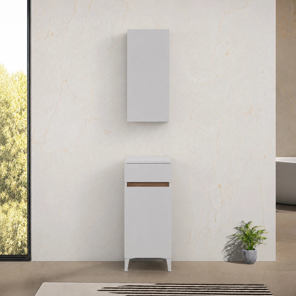 Mobile bagno multiuso 35 cm bianco 1 anta e 1 cassetto Kleo