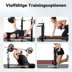 Panca per pesi pieghevole per max 230kg Panca fitness 2in1 inclinata e piana Porta bilanciere