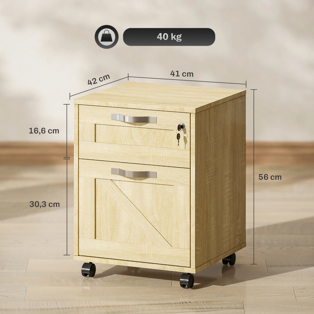 Scrivania con Cassetti ¨C Zephmum ¨C 41x42x56cm Legno Naturale
