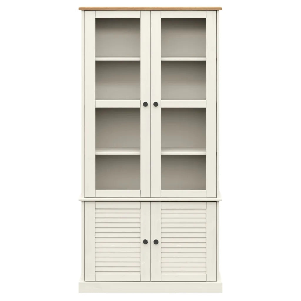 Vetrina VIGO 85x35x170 cm in Legno Massello di Pino Bianco 353194