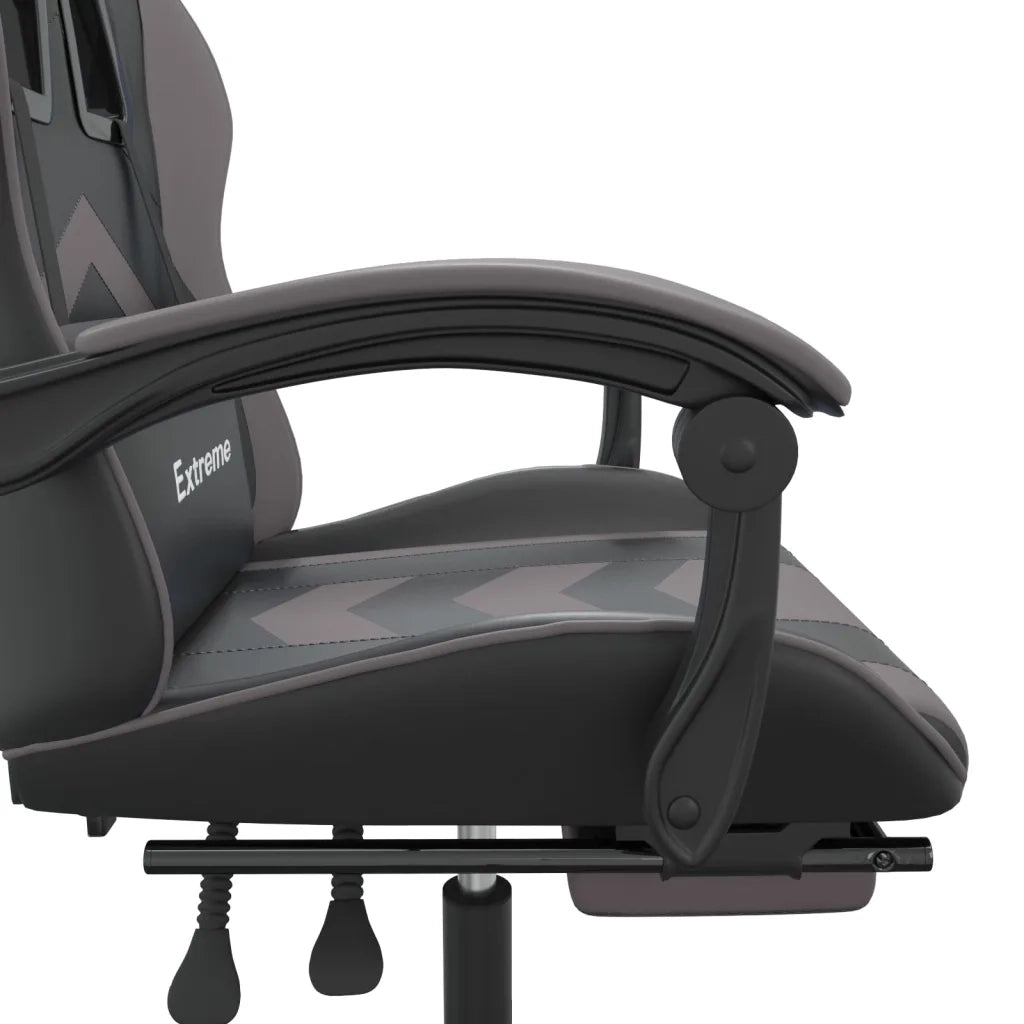 Sedia da Gaming | Sedia da e-sports Girevole Poggiapiedi Nero e Grigio Similpelle
