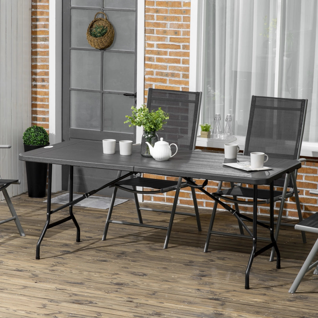 Tavolo da pranzo esterno pieghevole in legno effetto grigio scuro ¨C zephmum ¨C 180x75.5x73 cm