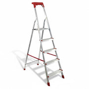 Scala Domestica in Alluminio Martina Leggera Portatile Scaletto Vaschetta Portaoggetti Pieghevole Robusta Salv 5 gradini