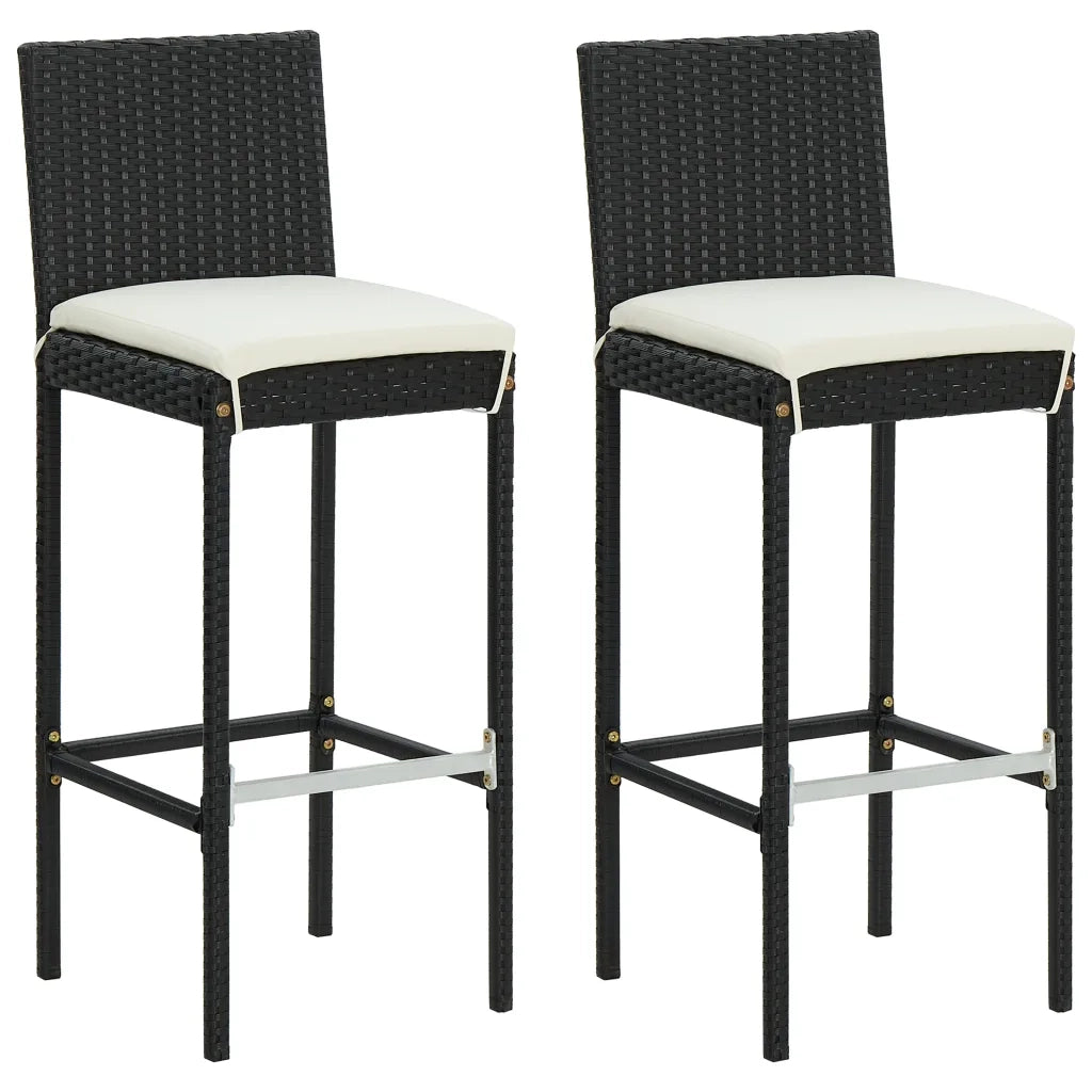 Set Bar da Giardino 3 pz con Cuscini Polyrattan Nero 3064764