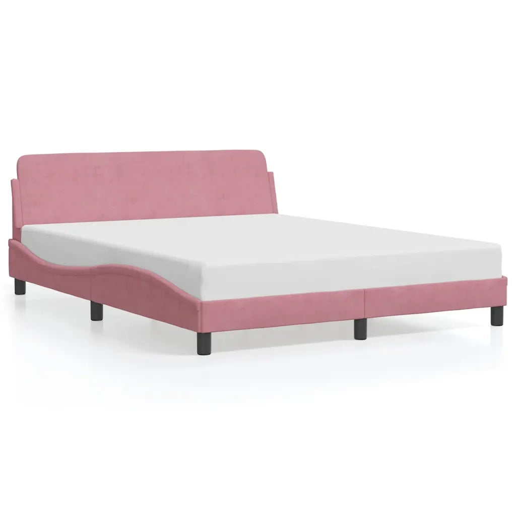 Giroletto con Testiera-Struttura Letto con testiera Dover Rosa 160x200 cm Velluto