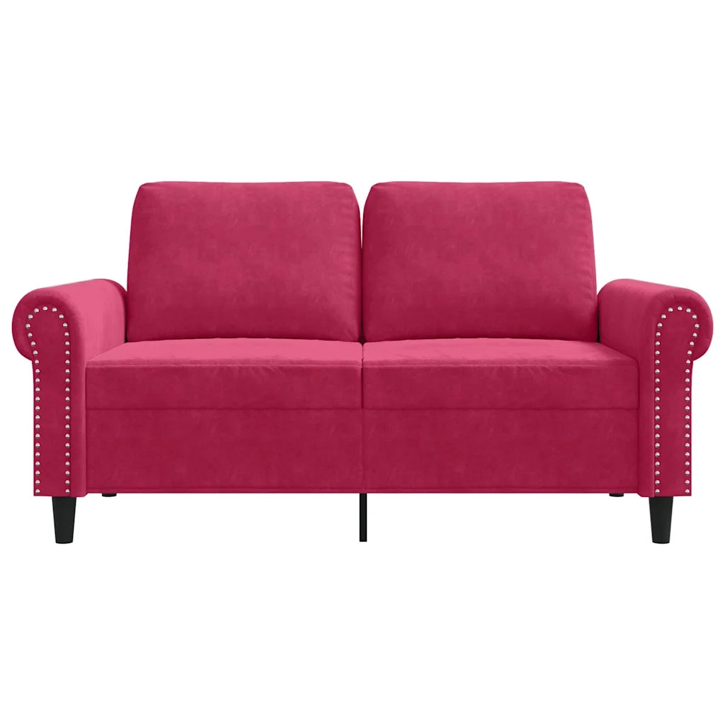 Divano a 2 Posti Rosso Vino 120 cm in Velluto 359523